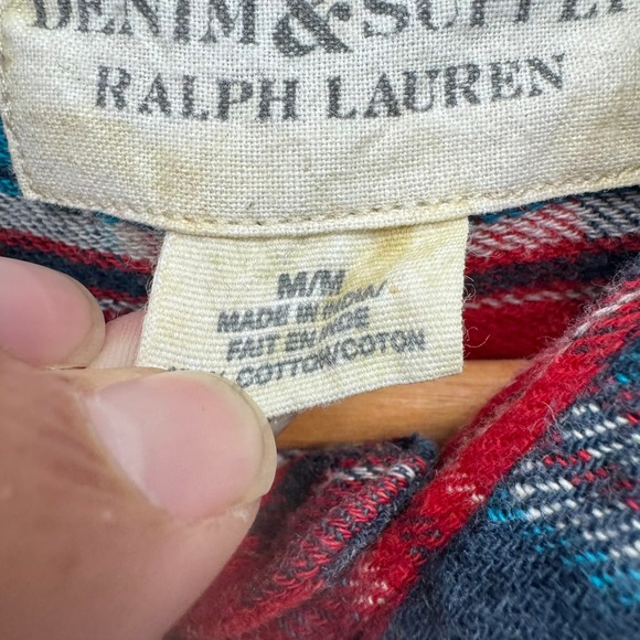 Denim Supply Ralph Lauren Flannel Shirt Men's M al Plaid Long Sleeve Pockets - Picture 5 of 10